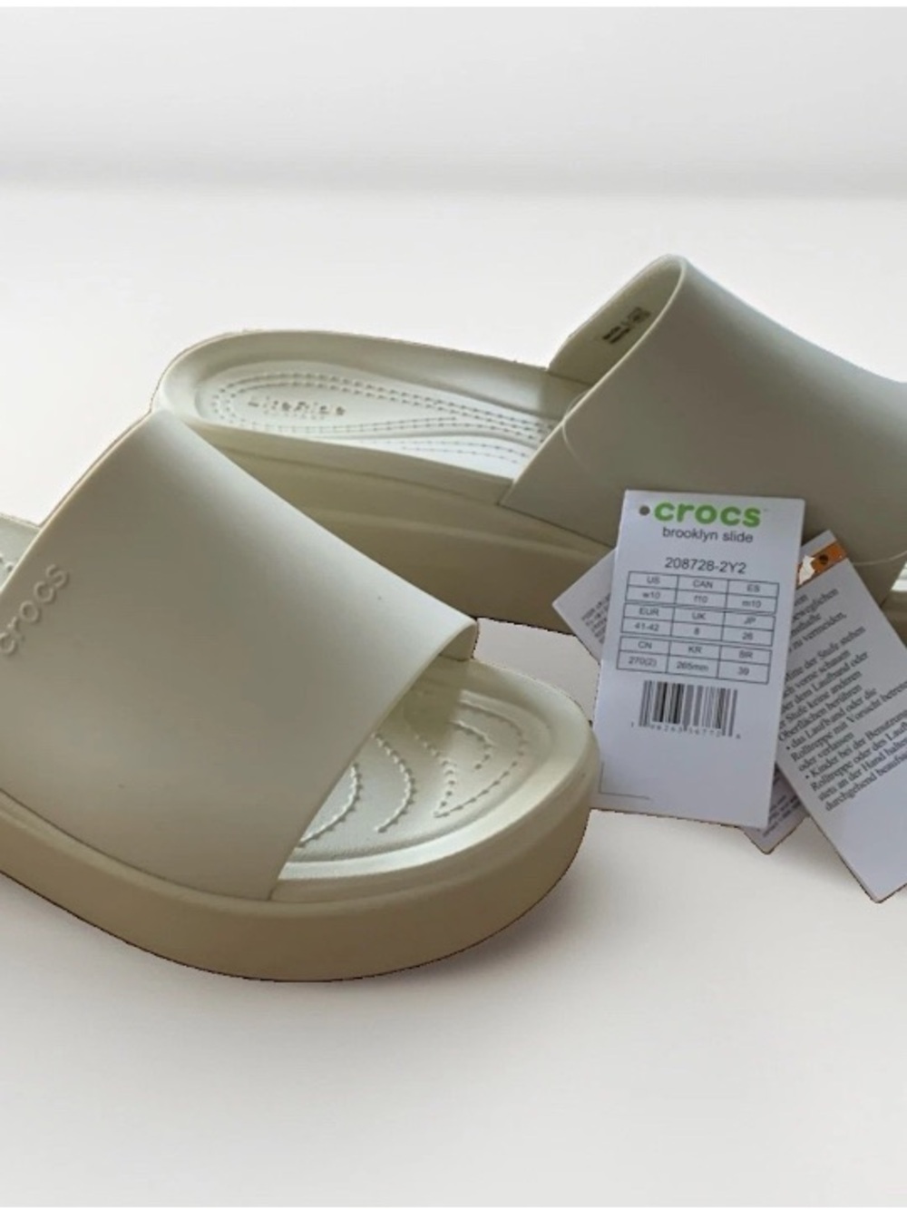 NWT CROCS Brooklyn Slide - Women's Cream/Off-White Slide Sandal Sz 10 Comfort